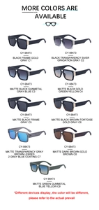 Matrix display of CY-98473 large frame sunglasses in nine stylish color variations