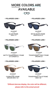 Grid view of polarized cat-eye sunglasses JW-6004P in six various frame and lens colors