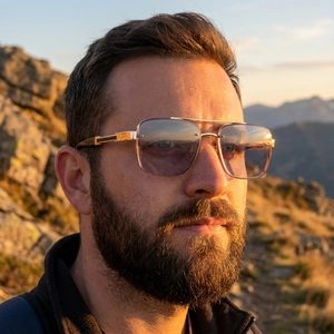 Classic gold metal aviator sunglasses for men with stylish gradient lenses for outdoor use