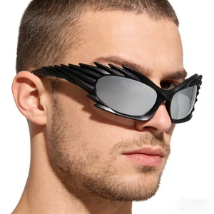 Wing Shaped Irregular Sunglasses Futuristic Flame Design UV400 Protection PC Frame Cyberpunk Y2K Party Eyewear