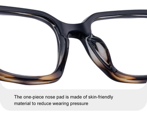 Close-up of skin-friendly one-piece nose pads on tortoise shell square sunglasses