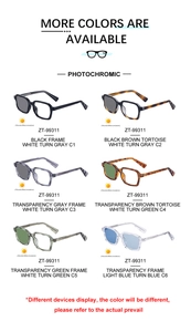 Detailed grid of ZT-99311 photochromic square sunglasses in six color transitions