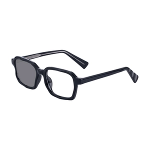 Modern square black frame sunglasses with gray and clear photochromic lenses