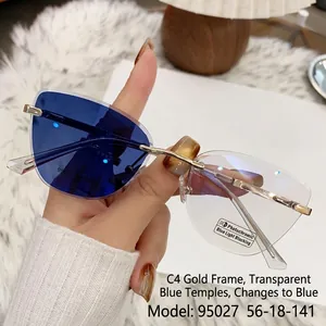 Fashion cat eye photochromic sunglasses with blue light blocking lenses for women