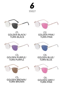 Cat eye rimless sunglasses in multiple metallic frame colors with gradient lenses
