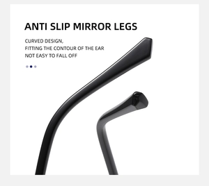 Detail of ergonomic curved black temples with anti-slip design for cat eye sunglasses