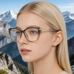 Cat Eye TR90 Metal Gradient Anti Blue Light Fashion Eyewear With Rhinestone Decor For Women