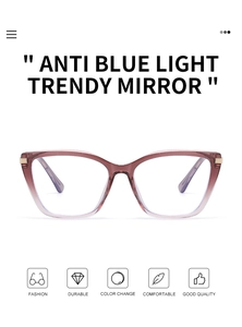 Detailed close-up of cat-eye glasses frame with red-brown gradient finish and gold metal hinges
