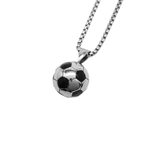 Collier pendentif ballon de football avec chaîne à mailles carrées pour sportifs