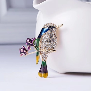 Eleganter Kolibri-Anstecknadel mit buntem Emaille und funkelnden Kristall-Strass
