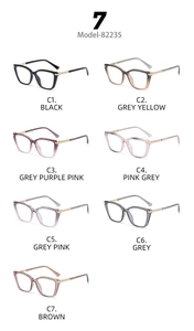 Detail view of cat eye glasses frames with gold metal braided texture on the temples