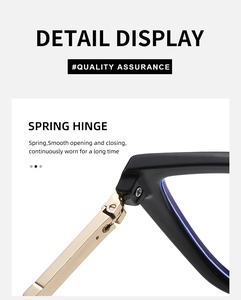 Detail view of the durable spring hinge and metal temples on black cat-eye glasses