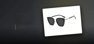 Detail view of cat eye sunglasses showing UV400 protection and TR material frame