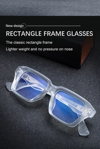 Detail shot of square gray matte frames with clear model specifications on the temple