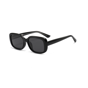 Classic square black polarized sunglasses for women featuring dark grey lenses and full frame