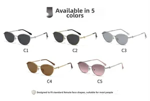 Gros plan sur les lunettes de soleil œil-de-chat polarisées avec cinq variantes de couleurs