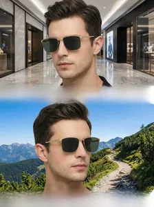 Lunettes de soleil polarisées carrées pour hommes en centre de luxe et plein air