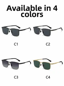 Aperçu de quatre coloris de lunettes de soleil polarisées carrées avec branches en métal