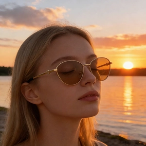 Lunettes de soleil polarisées pour femmes avec monture dorée et verres bruns pour plage
