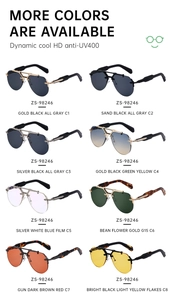 Steampunk rimless aviator sunglasses set with UV400 protection in eight colors
