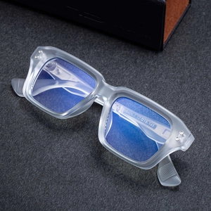 Square grey anti-blue light glasses for men, transparent frame model ZS98406-1