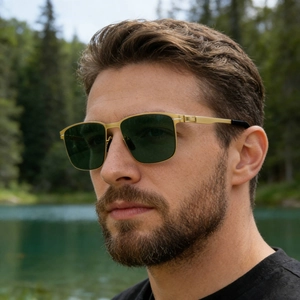 Lunettes De Soleil Polarisées Carrées Mode Homme Protection UV400 Verres Nylon Branches Métalliques Monture TR90 Plein Air