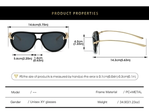 Détails des lunettes aviateur avec monture PC noire et branches dorées torsadées