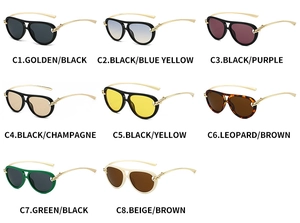 Collage de lunettes aviateur avec détail de nœud montrant huit nuances de couleurs