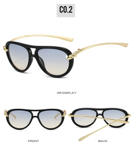 Affichage à trois vues de lunettes aviateur avec verres dégradés et détails de nœud