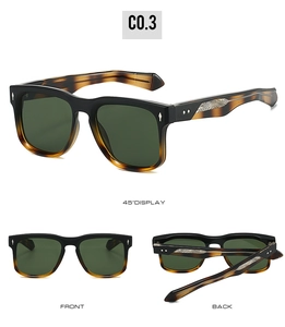 Detailed view of vintage square sunglasses with tortoiseshell temples and metal wave decor