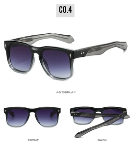 Detailed views of vintage oversized gradient sunglasses with unique wavy textured temples