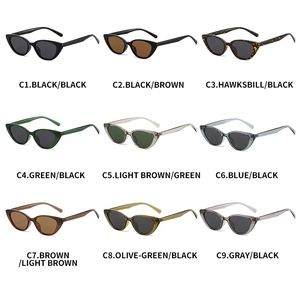 Detailed grid view showing nine different frame colors for cat-eye polarized sunglasses