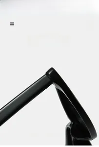 Close-up of cat-eye sunglasses hinge showing lightweight and flexible black frame texture