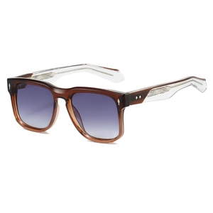 Retro oversized tortoiseshell sunglasses with blue gradient lenses and visible metal core