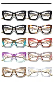 Cat-eye blue light blocking glasses collection in ten assorted colors with metal temples