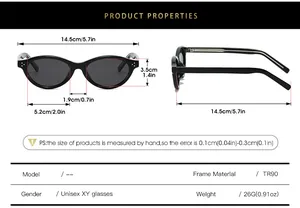 Detailed size specifications for unisex oval polarized sunglasses with TR90 frame