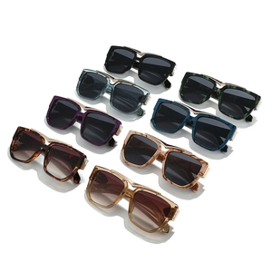 Oversized square sunglasses in multiple colors with metal bridge and wide temples