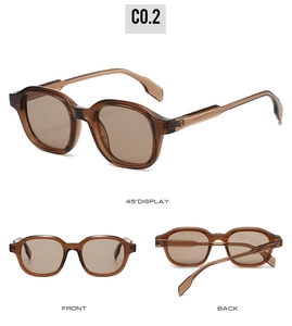 Vues détaillées de lunettes de soleil rondes vintage ambrées avec fini transparent