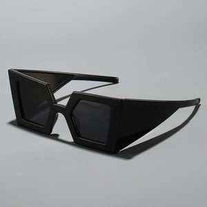 Cool oversized geometric square sunglasses with thick frames in glossy black