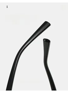 Detail view of glossy black curved sunglass temples for comfortable all-day wear