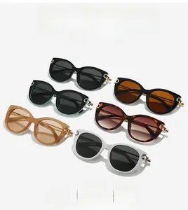 Detailed collection of cat-eye sunglasses with luxury gold chain temples in six colors