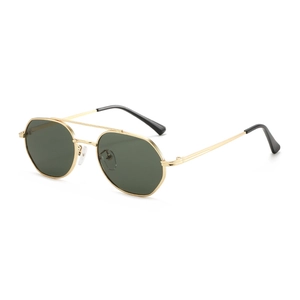 Vintage Polygon Sunglasses Metal Frame Double Bridge UV400 Protection Retro Geometric Eyewear For Women Men