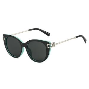 Fashion Cat Eye Sunglasses UV400 Protection PC Frame Metal Chain Hinge Design Vintage Ins Style For Women And Men
