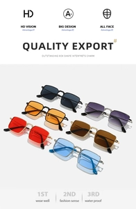 Detailed set of retro square metal sunglasses in six colors with HD vision big frame design
