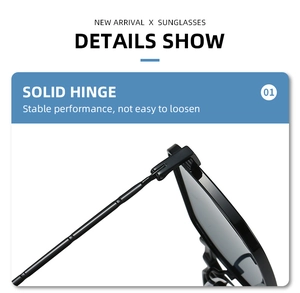 Detail showing the solid hinge of black square sunglasses for stable and durable performance