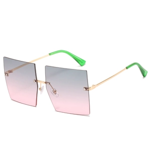 Oversized Square Sunglasses Rimless Metal Frame UV400 Protection Gradient PC Lens Fashion Streetwear Women Men Vintage