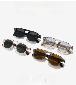 Top view of four TR90 retro round sunglasses in black, green, blue and brown variants