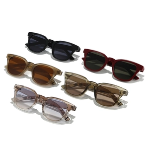 Fashionable TR90 square sunglasses in black, burgundy, brown, tea and light purple