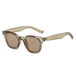Classic TR90 square sunglasses in translucent olive green frame and brown lenses