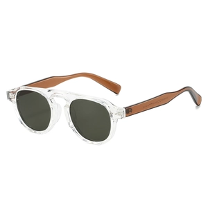 Vintage round TR90 sunglasses with transparent frames and high-quality dark lenses
